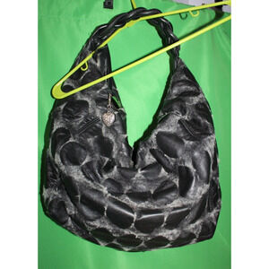 Laura di Maggio Milano Genuine Leather Hobo Patch Handbag With Braided Handle